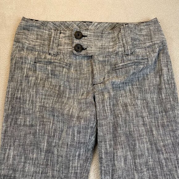 Maurices Women's Linen Cotton Blend Pants 7/8 Gray Linen Blend Wide-Leg Business - Picture 5 of 13